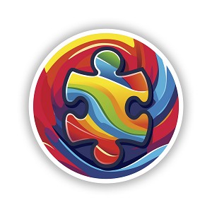  Autism Awareness Puzzle  Round Sticker (Peel' N Stick)