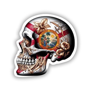 Flag Florida Skull  Precision Cut Decal
