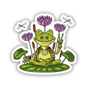 Frog Hippie Zen Yoga Meditation    Precision Cut Decal