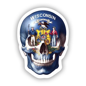 Skull Flag Wisconsin Eagle Tape Emblem  Precision Cut Decal