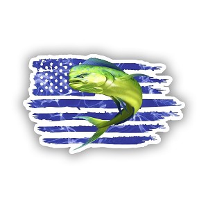 Dorado Fish USA Flag   Precision Cut Decal
