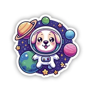 Astronaut Dog in Space   Precision Cut Decal