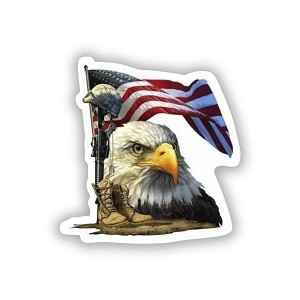 Formidable Badass Eagle with The USA Flag    Precision Cut Decal