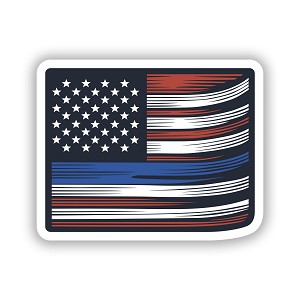Retired Police Thin Blue Line USA Flag   Precision Cut Decal