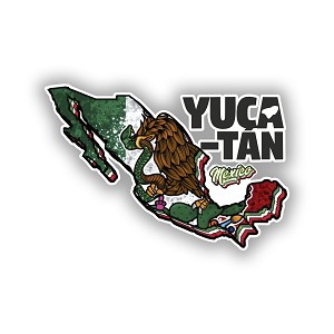  Yucatan Map of Mexico  Precision Cut Decal