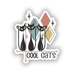 Mid Century Modern Cool Cats Atomic Cats  Precision Cut Decal