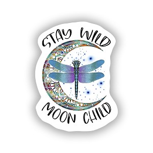 Dragonfly Stay Wild Moon Child   Sticker (Peel' N Stick) 