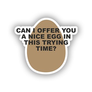 CAN I OFFER YOU A NICE EGG IN THIS TRYING TIME Sticker (Peel' N Stick)