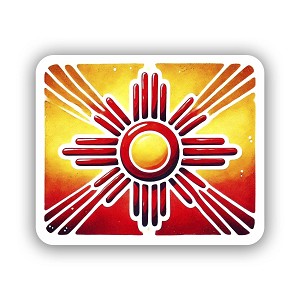 Zia New Mexico Flag Sun Symbol Watercolor Style  Sticker (Peel' N Stick)