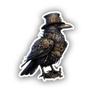 Steampunk Crow Raven Sticker (Peel N'Stick)