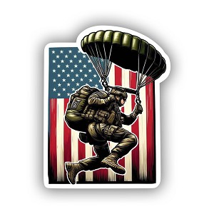 Military Paratrooper in Action  Precision Cut Decal