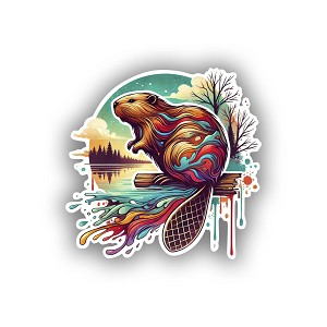  Watercolor Beaver  Precision Cut Decal