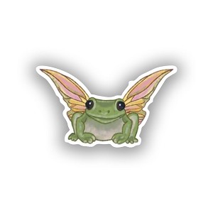 Frog with Wings.  Sticker (Peel N' Stick)