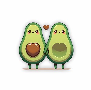 Couple Avocado Love Heart Precision Cut Decal