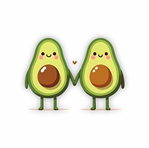 Couple Holding Hands Avocado Love Precision Cut Decal
