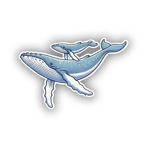 Whale Mother and Calf Swimming  Precision Cut Decal