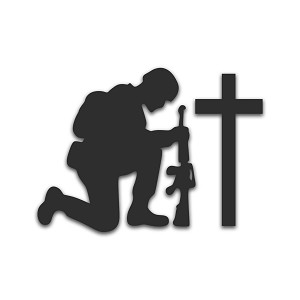 Kneeling Soldier Silhouette   Precision Cut Decal 