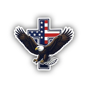 USA Flag Cross Bald Eagle Precision Cut  Decal