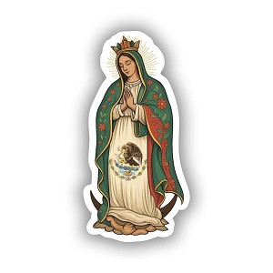 Lady of Guadalupe Virgin Mexican Flag Mantle Precision Cut  Decal