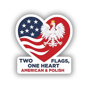 Two Flags One Heart American & Polish Heart Precision Cut  Decal
