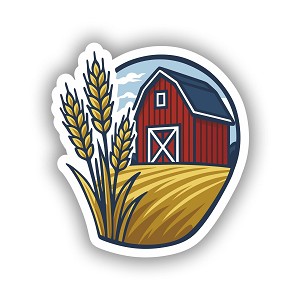 Wheat Stalks Red Barn Patriotic  Precision Cut  Decal