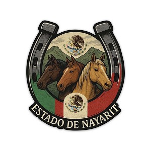 Nayarit Patriotic Mexican Horseshoe  Precision Cut Decal