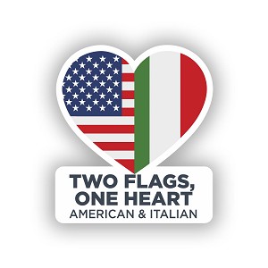USA Italy Two Flags One Heart  Precision Cut Decal