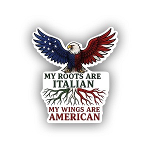 Italian American Roots Wings  Precision Cut Decal