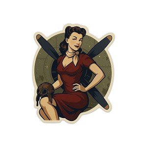 Vintage Pin Up Girl Warplane  Precision Cut Decal