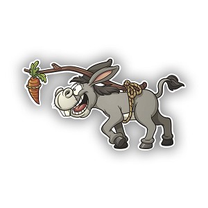 Funny Donkey Carrot Cartoon  Precision Cut Decal