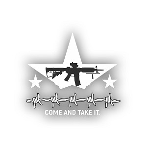 Come and Take It White Star Black Gun  Precision Cut Decal