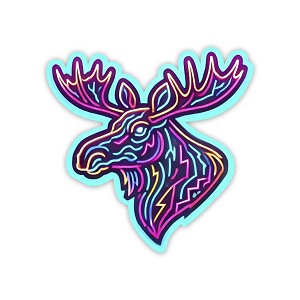 Neon Moose Sticker (Peel N' Stick)