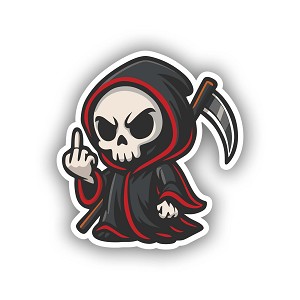 Chibi Grim Reaper Oversized Skull  Precision Cut Decal