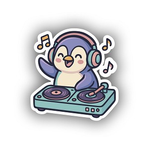 Cute DJ Penguin  Precision Cut Decal
