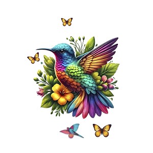 Realistic Multicolored Hummingbird Precision Cut Decal
