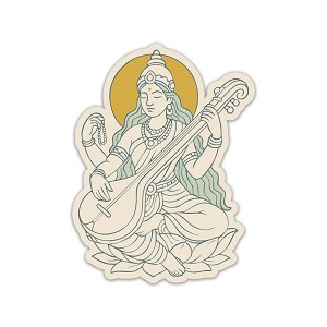 Hindu Goddess Playing Veena Precision Cut Decal