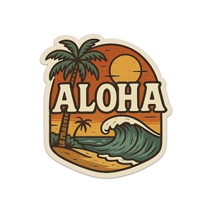Aloha Tropical Beach Sunset Precision Cut Decal