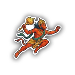 Hanuman Leaping with Mace Hindu God Precision Cut Decal