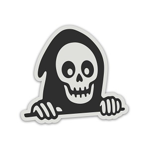 Humorous Reaper Skeleton Peeking  Precision Cut Decal