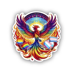  Vibrant Rainbow Phoenix Spread its Wings LGBTQ Precision Cut Decal