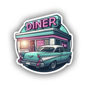 Classic 1950s American Diner Sticker (Peel N' Stick)