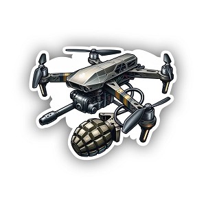 Classic FPV Military Drone with Small Grenade Precision Cut Decals