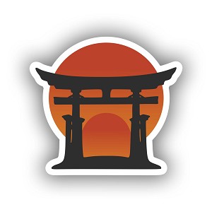 Shinto Torii Gate with Rising Sun Japanese Cultural  Presicion Cut Decal