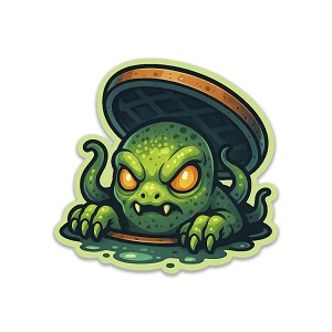 Creepy Monster Peeking from Under Manhole  Presicion Cut Decal