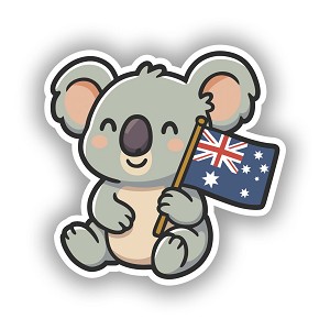 Cute Koala Australian Flag  Presicion Cut Decal