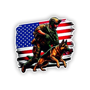 Military K9 Handler in Action  Presicion Cut Decal