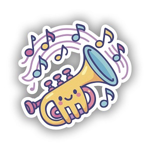 Cute New Orleans Jazz Trumpet  Presicion Cut Decal