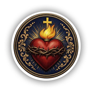 Sacred Heart Icon Badge White Border Presicion Cut Decal