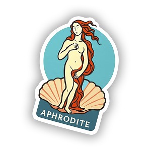 Aphrodite Greek Goddess on Seashell Presicion Cut Decal