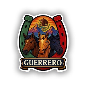 Mexican Flag Horse Horseshoe Presicion Cut Decal